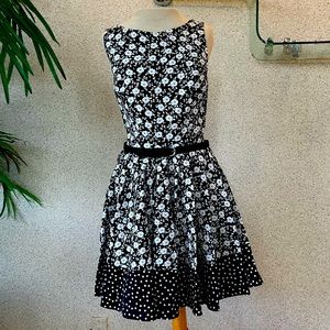 Lauren Conrad black and white dress with belted waist